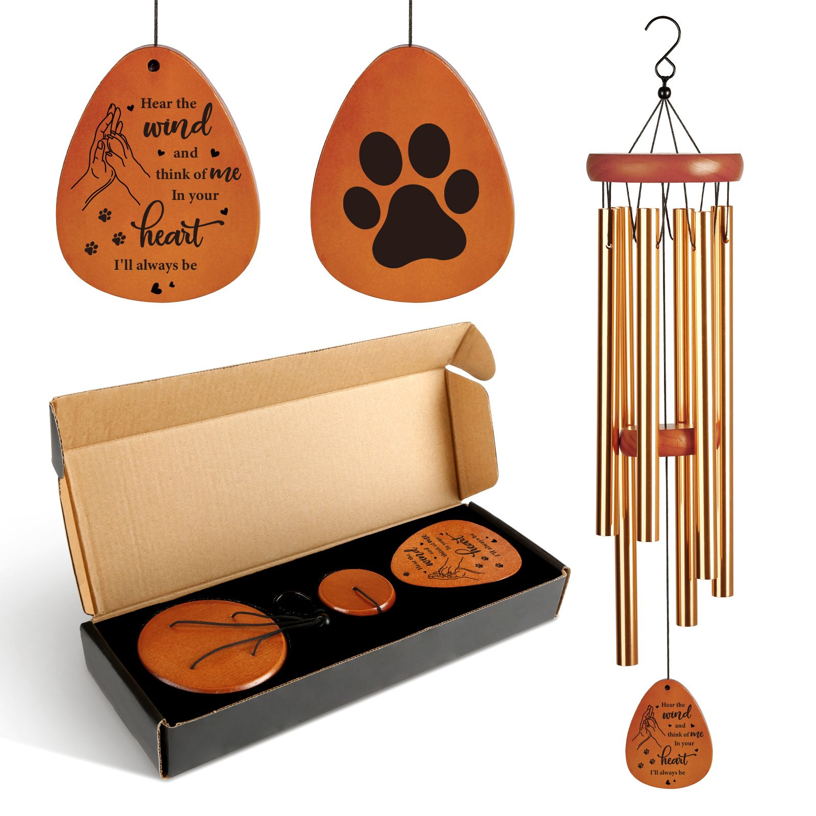 Pet Memorial Wind Chime - Sympathy Gift for Loss of Dog, Loss of Pet, Pet Loss Bereavement Gifts in Memory of Dog Cat.