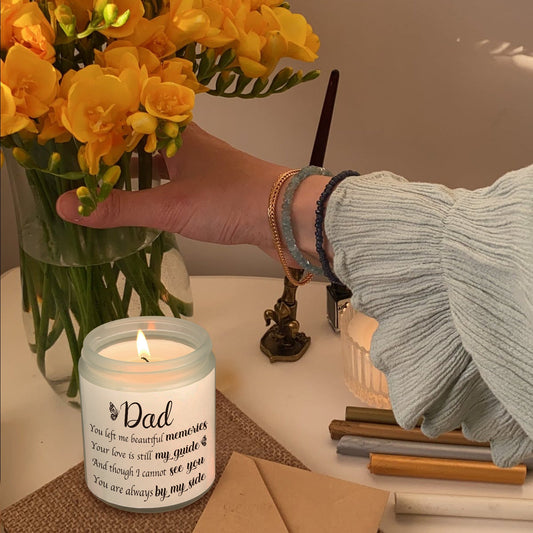 Remembering Dad with Handcrafted Memorial Candles Gifts for Loss, Condolences Gifts