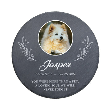 Pet Loss Memorial Stone with Custom Photo Engraved Grave Marker Headstone