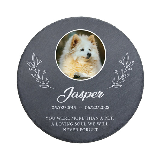 Pet Loss Memorial Stone with Custom Photo Engraved Grave Marker Headstone