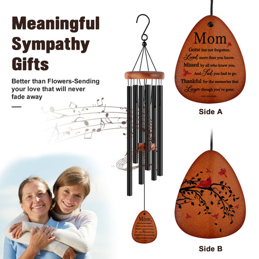 Family Remembrance Wooden Wind Chimes for Loss of Mom in Loving Memory