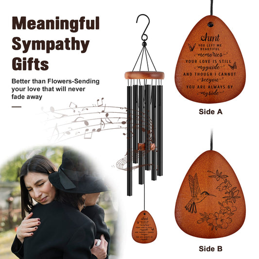 Family Remembrance Gifts Wooden Wind Chimes in Memory Loss of Aunt