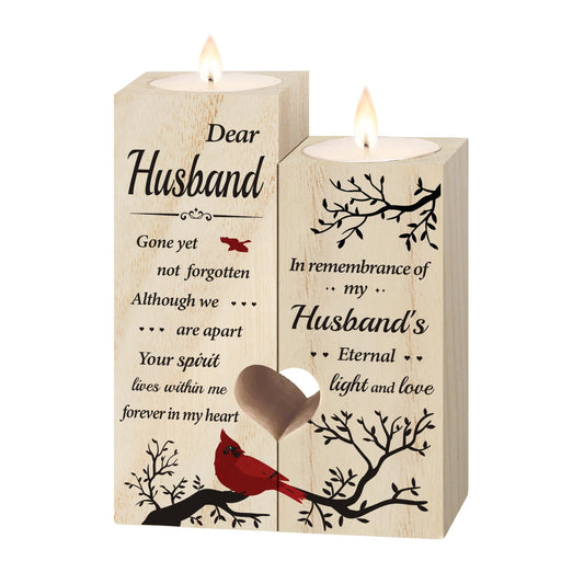 Memorial Candle Gifts for Loss of Husband, In Loving Wooden Candle Holder Memory Gifts