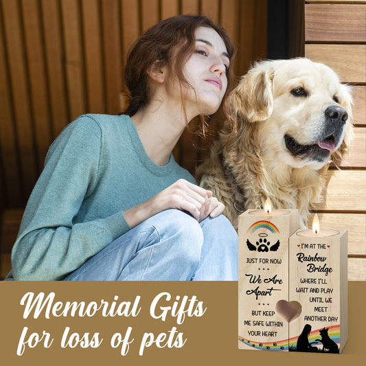 Dog Pet Memorial Gifts Wooden Candle Holder for Loss of Dog Sympathy Condolence Gifts