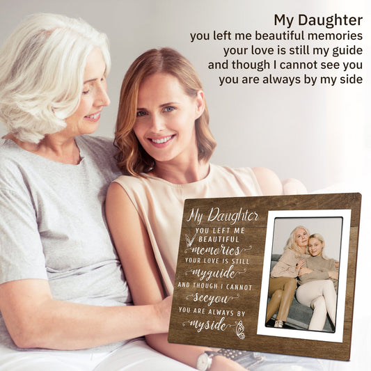 Forever in Our Hearts Loss of Daughter Wooden Picture Frame to Honor Your Daughter Legacy