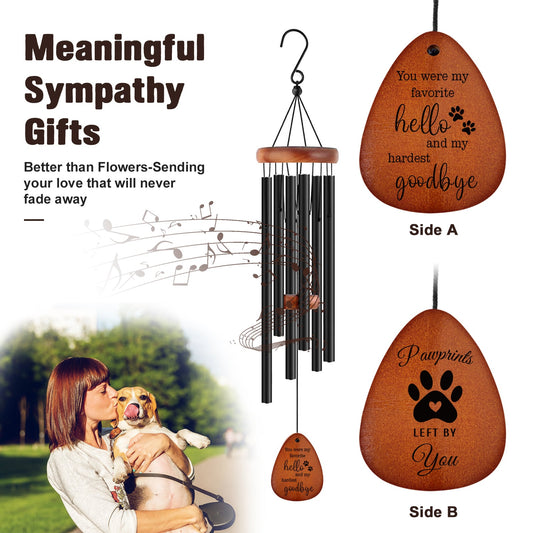 Sympathy Wind Chime Wooden Pendant Memorial Gifts for Loss of Dog